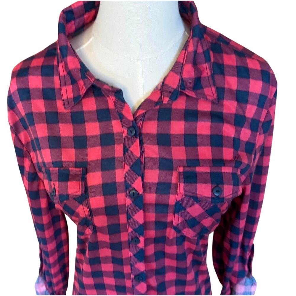 Vintage Passport Plaid Button-Up Shirt Women's Large 90s Retro